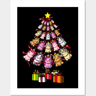 Unicorn Christmas Tree Funny Magical Party Posters and Art